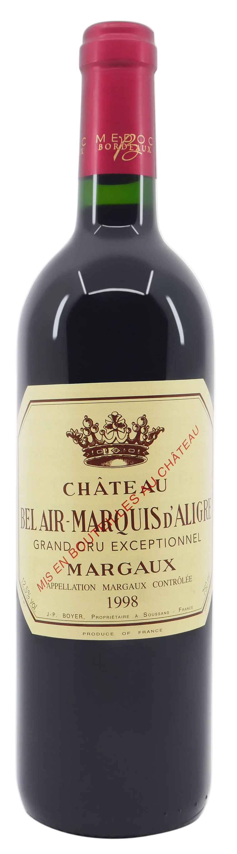 1998 Chateau Bel Air-Marquis d’Aligre Margaux Bordeaux France 750ml